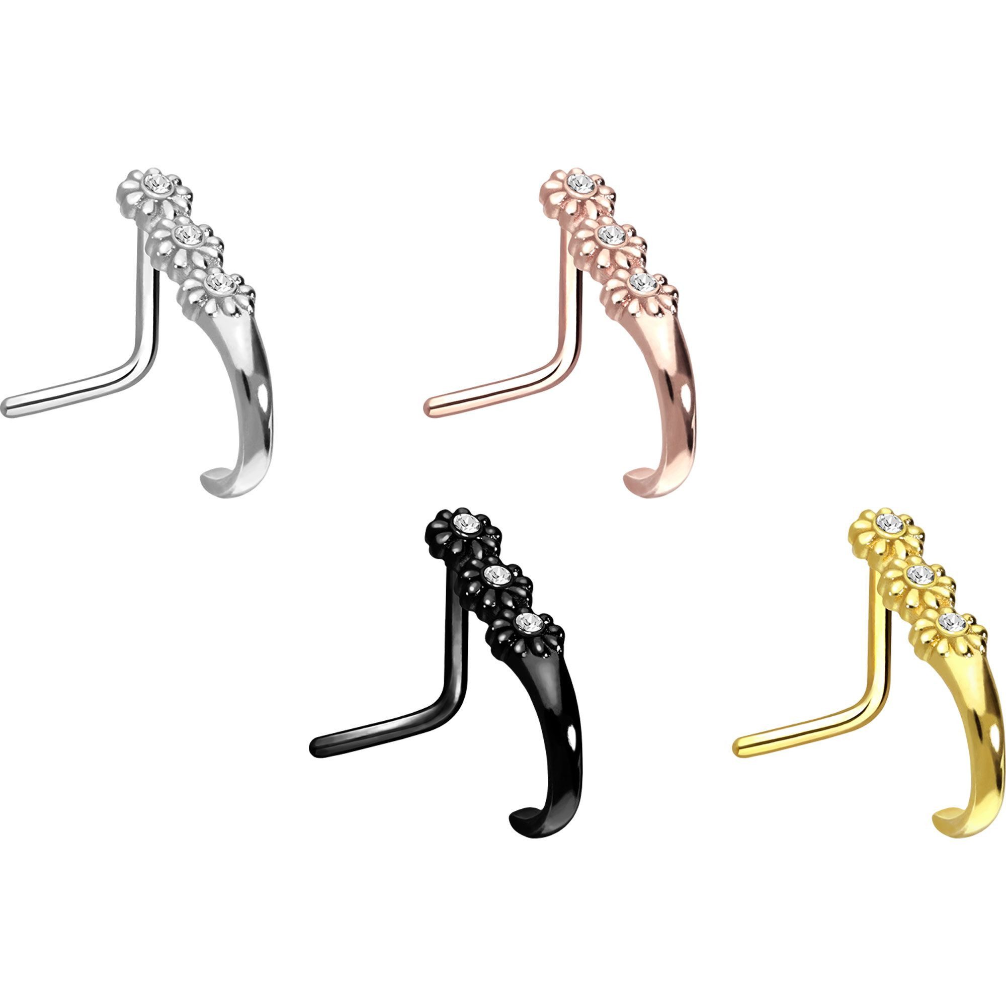 PIERCINGLINE Nasenpiercing Chirurgenstahl Nasenstecker 3 KRISTALLBLUMEN (Nasenstecker, 1-tlg)