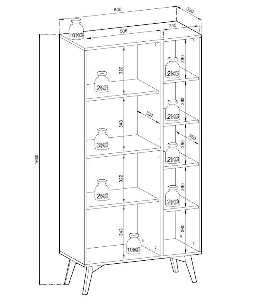 Feldmann-Wohnen Wohnwand Forest, (Forest, Wohnzimmer-Set), 3-teilig beige / Herringbone Skandi