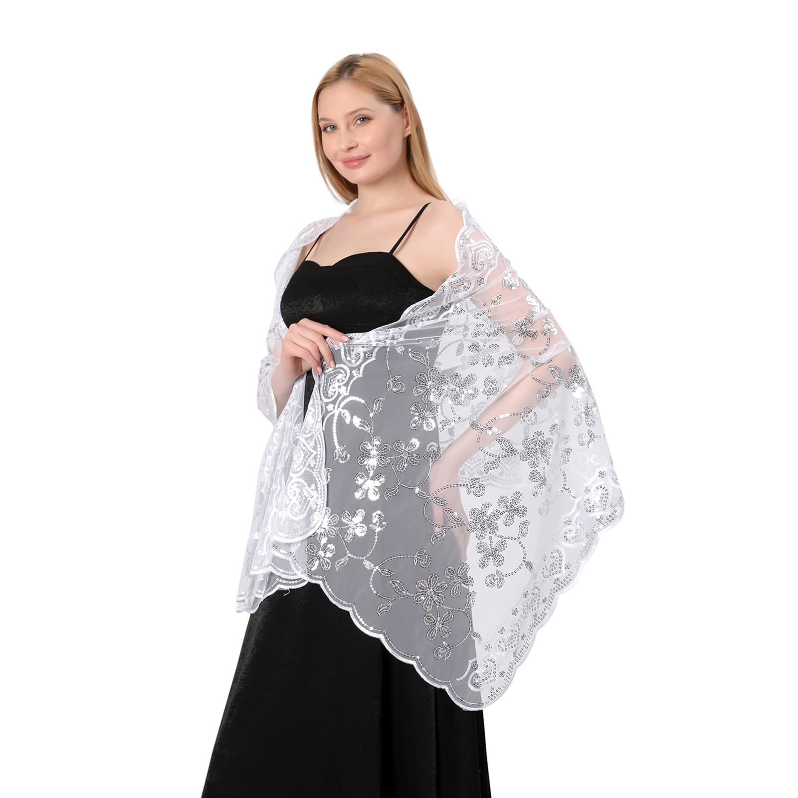 Zaewry Modeschal Schals und Tücher für Abendkleider – Elegante, transparente Damen, Jahre mit Blumenmuster, ideal für Hochzeiten