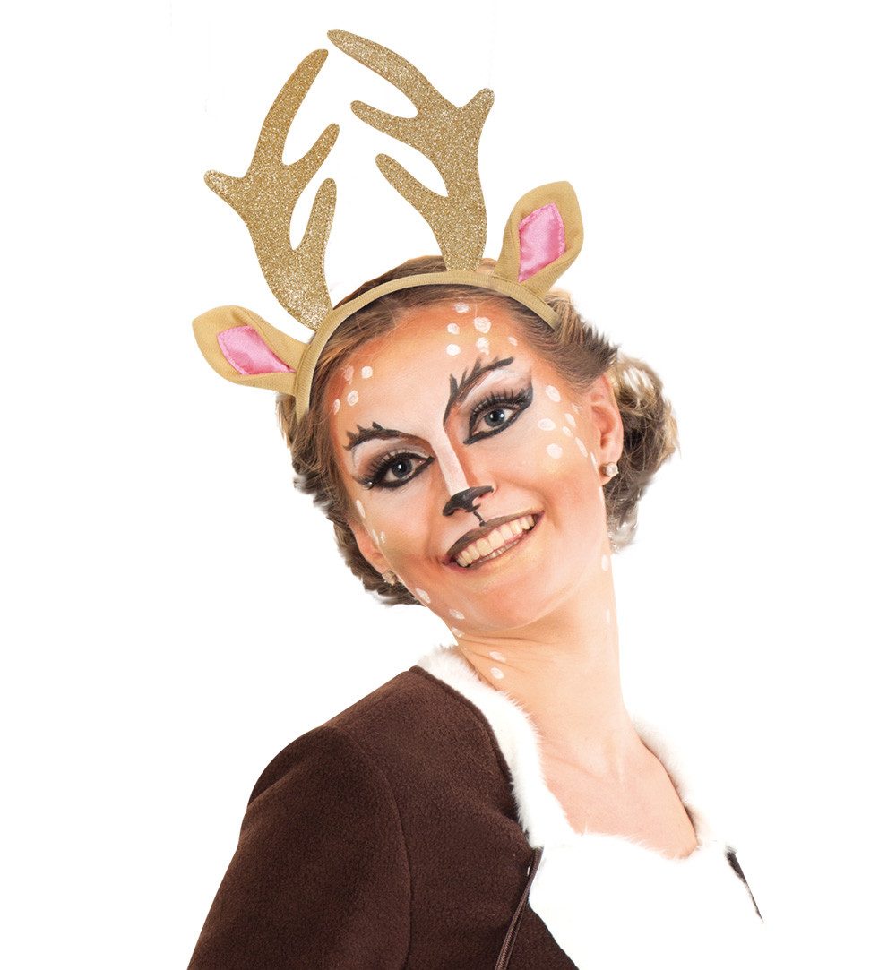 Fries Haarreif Haarreif Reh Gold mit Ohren und Geweih Weihnachten Karneval, 1-tlg., Reh Motiv
