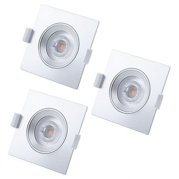 Briloner Leuchten LED Einbaustrahler, LED-Leuchtmittel fest verbaut, Warmweiß, Einbaustrahler Deckenlampe Badezimmer Einbauspot LED in silber
