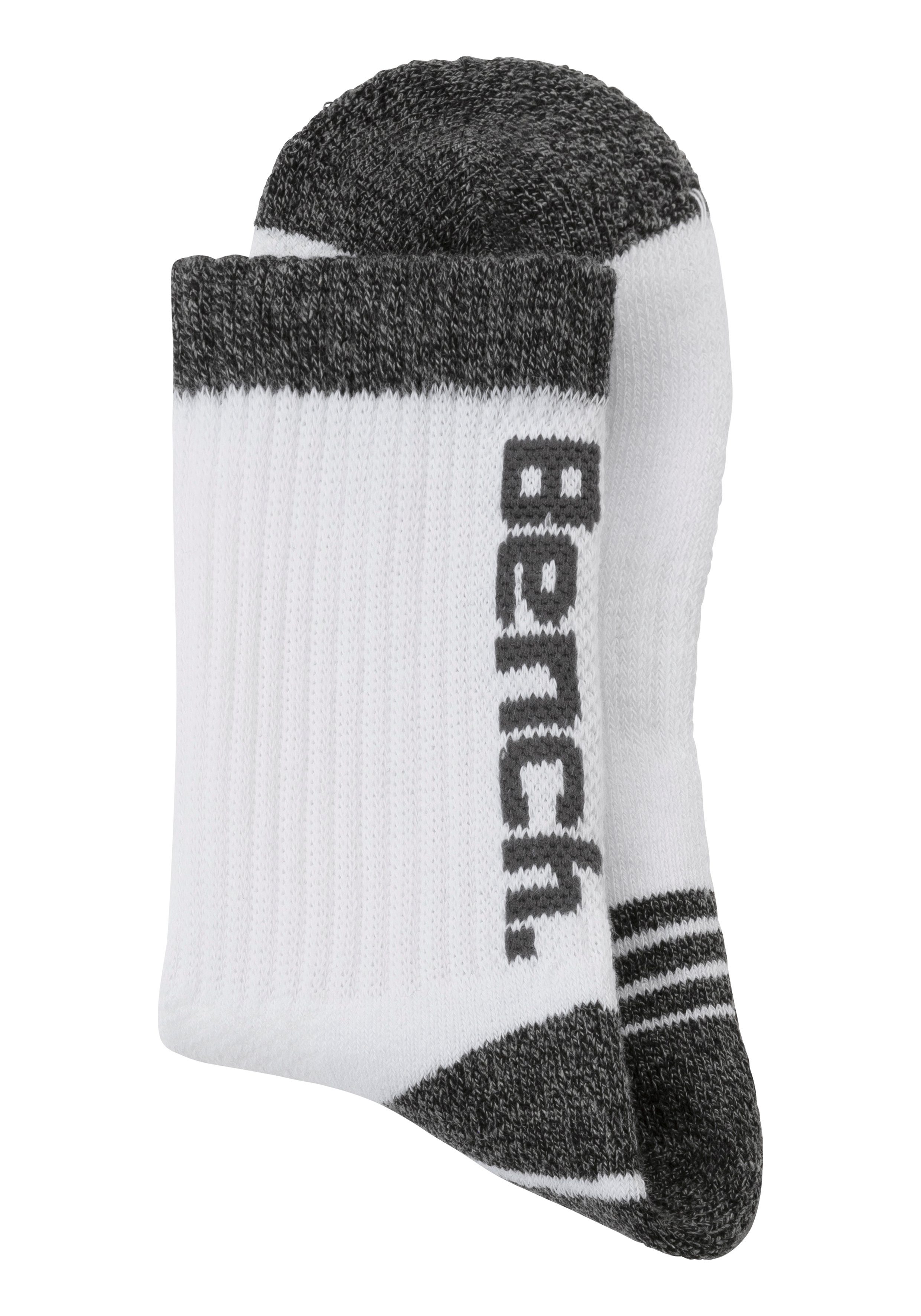 Tennissocken (3-Paar) Pikeestruktur und weiß mit 3x Bench. Mittelfußgummi