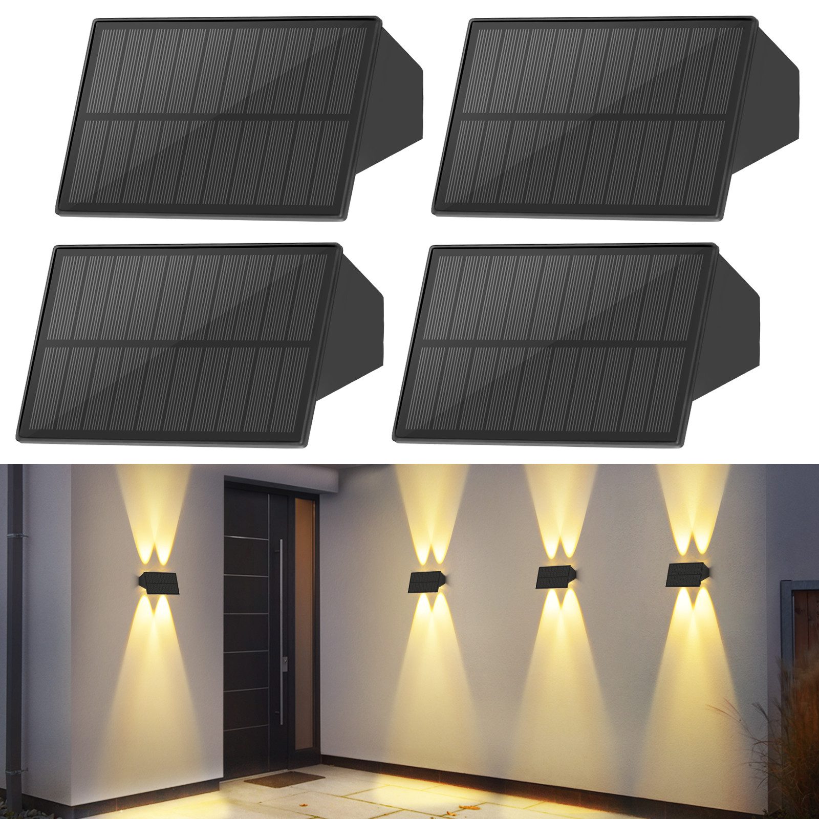 ZMH Außen-Wandleuchte 1/2/4 Wandlampe Warmweiß 3000K Solarlampen Up And Dow günstig online kaufen