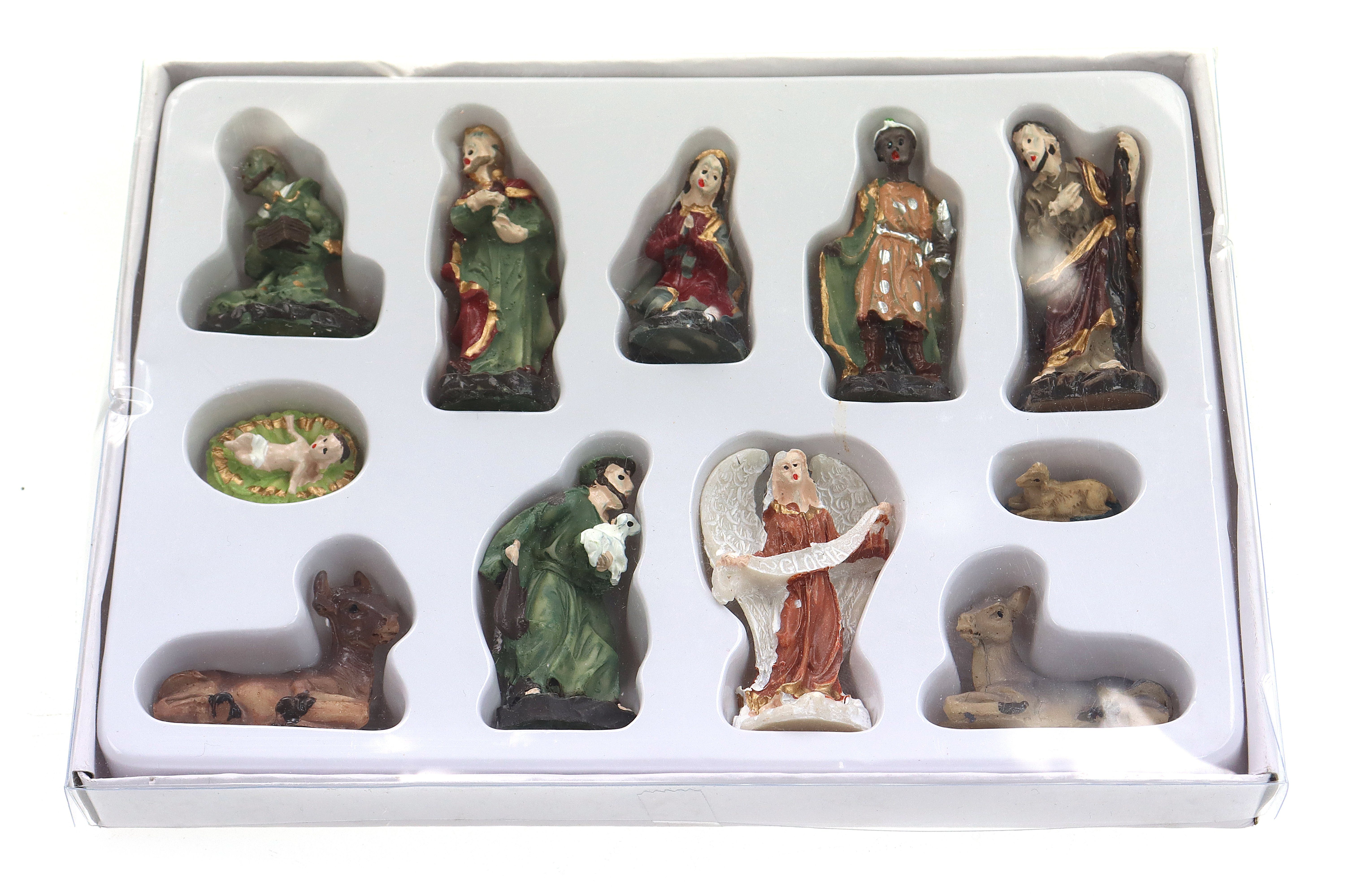 Krippenfigur Weihnachtskrippenfiguren H.:4,5cm 11-teilig Set (11 St) Krippenfiguren Mini Plastikbox ELLUG in