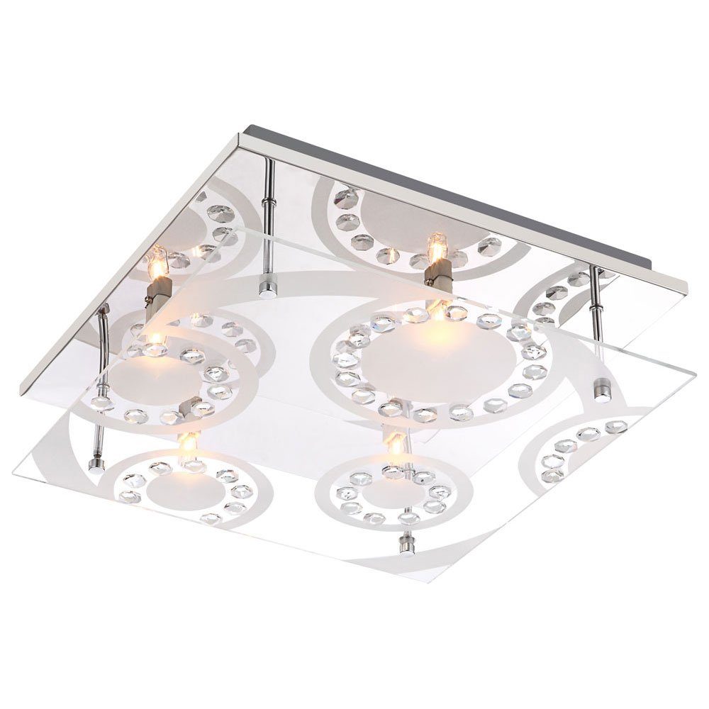12 Warmweiß, inklusive, LED Glas etc-shop Kristalle- Chrom LED Deckenleuchte Deckenleuchte, Beleuchtung Leuchtmittel Watt