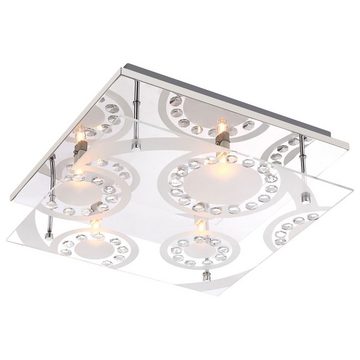 etc-shop LED Deckenleuchte, Leuchtmittel inklusive, Warmweiß, LED 12 Watt Deckenleuchte Chrom Beleuchtung Glas Kristalle-