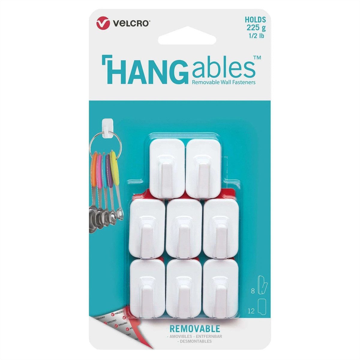 VELCRO Kabelbinder HANGables Mikro-Klebe-Haken 225g 8 St. wiederablösbar, weiß, VEL-30103-WEU