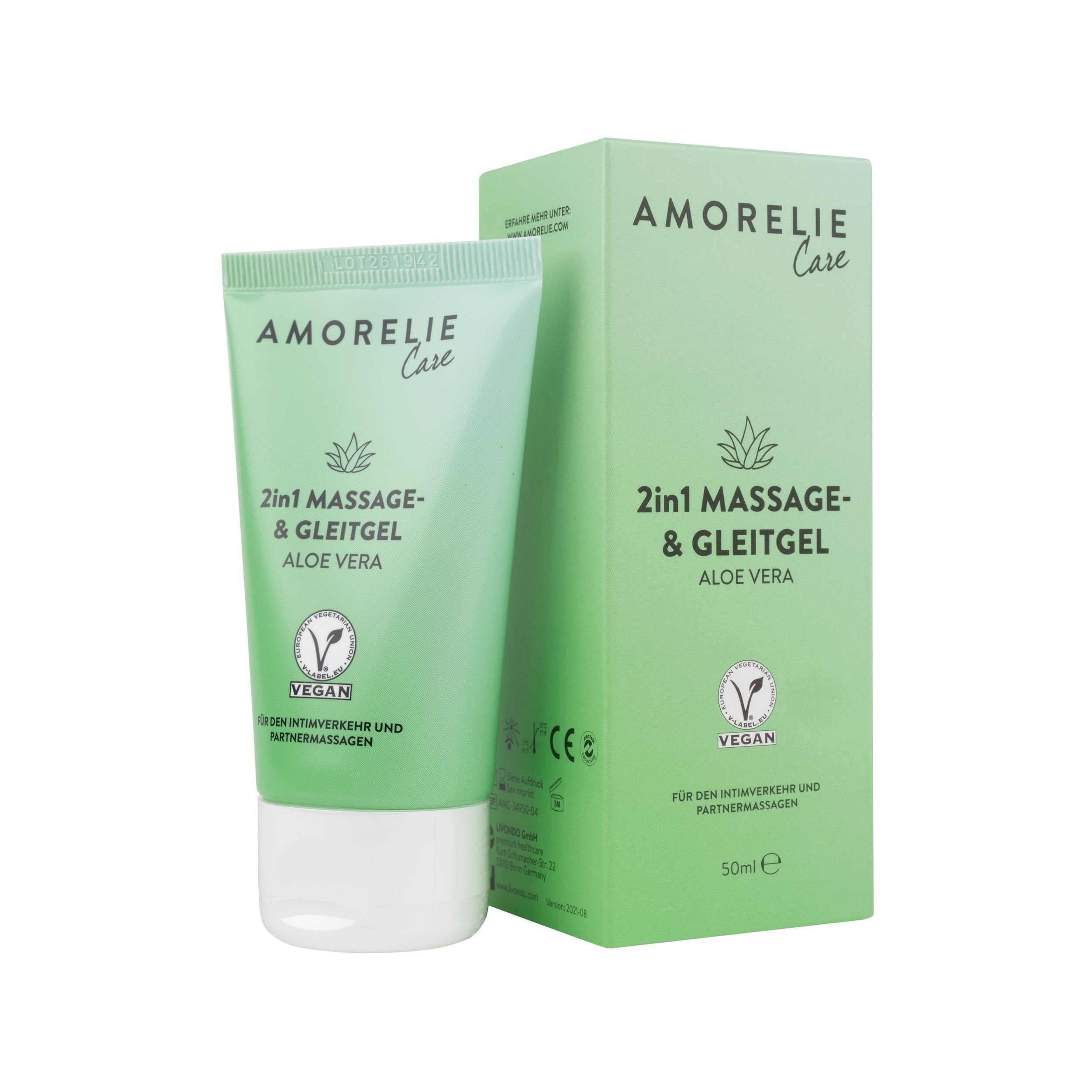 Aloe Gleitgel Massage Massageöl Aloe und 2 Care Vera, 50ml, 1 - 1-tlg., AMORELIE Vegan in Vera