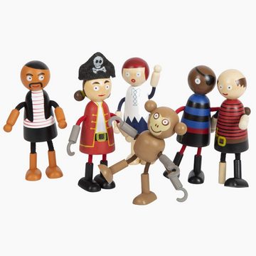 Small Foot Biegepuppe Biegepuppen Piraten Figuren (Packung, 6-tlg), fantasievollen und realitätsnahen