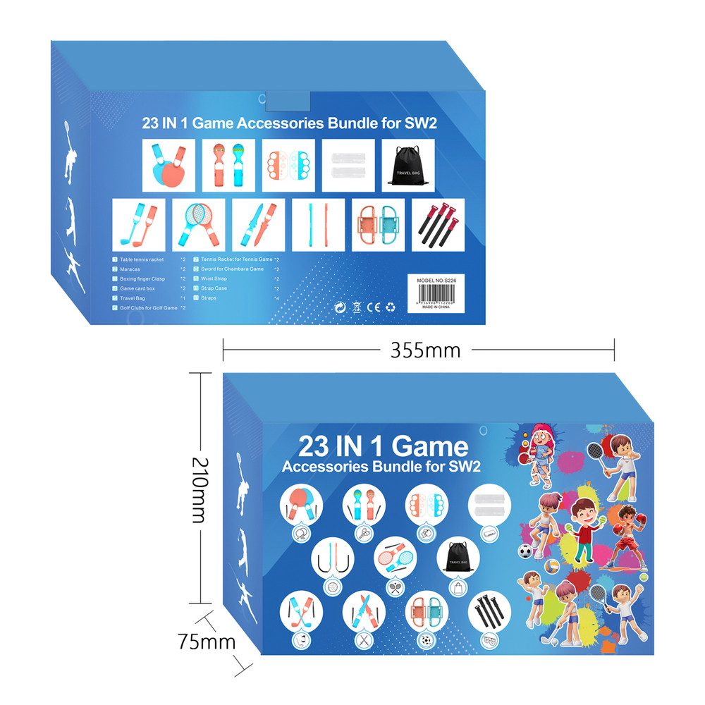 Wisam Nintendo Switch 23-in-1 Familien Zubehör Set Orange-Blau Zubehör Nintendo