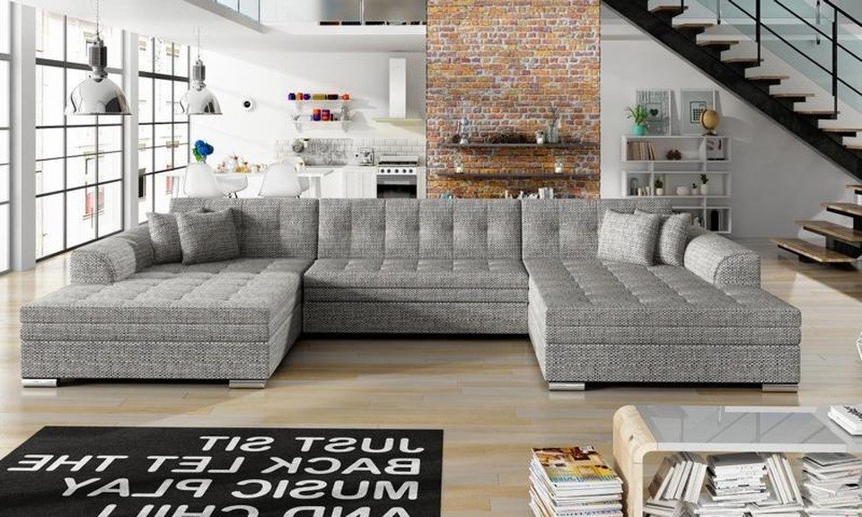Xlmoebel Wohnlandschaft Klassisches Design Sofa Vento mit Bettfunktion aus Leder/Textil, Wohnlandschaft 3 Teile, Made in Europa