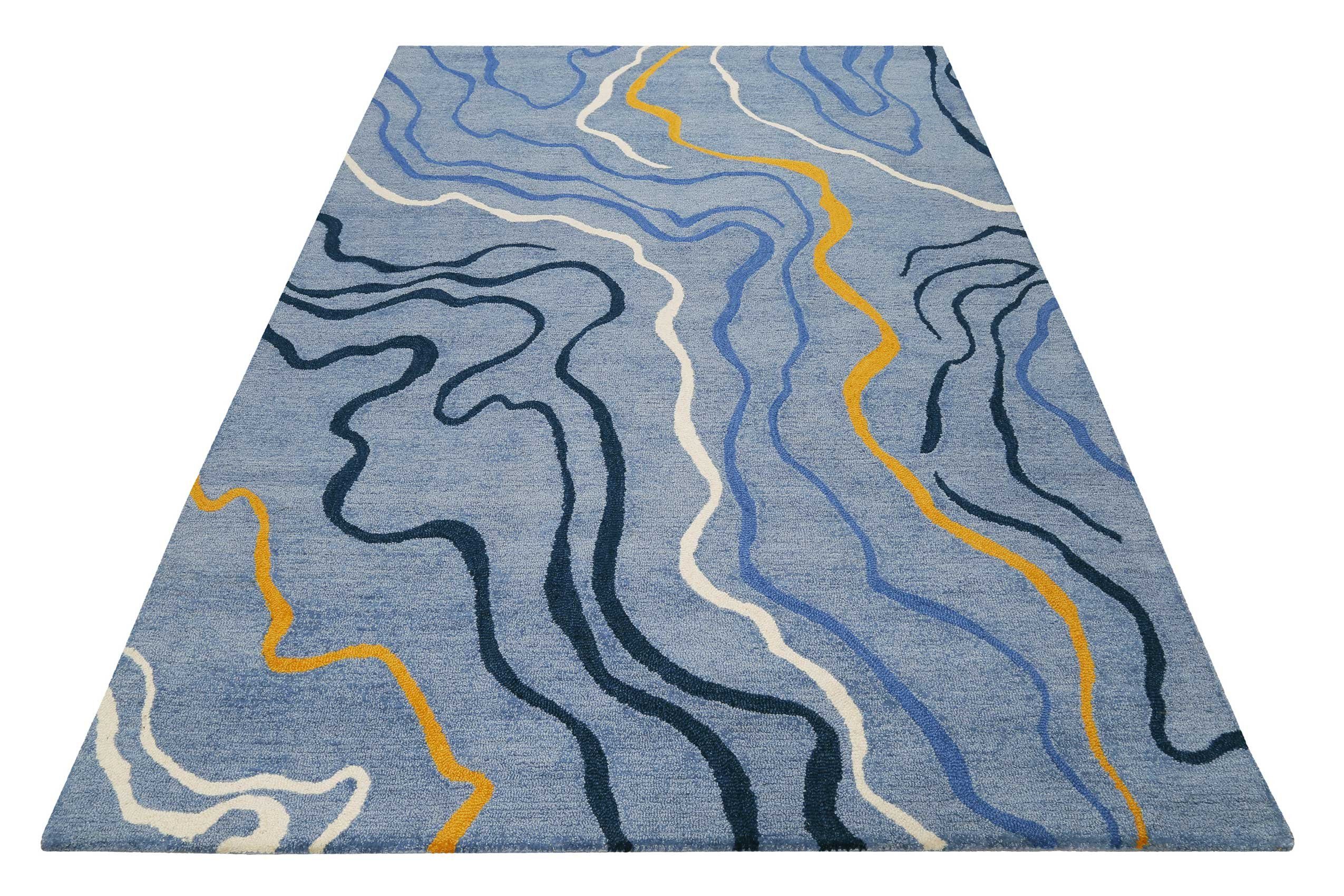 Teppich Drive, Esprit, rechteckig, Höhe: 8 mm, nachhaltig, modern, abstraktes Design für Wohnzimmer und Schlafzimmer hellblau | Kurzflor-Teppiche