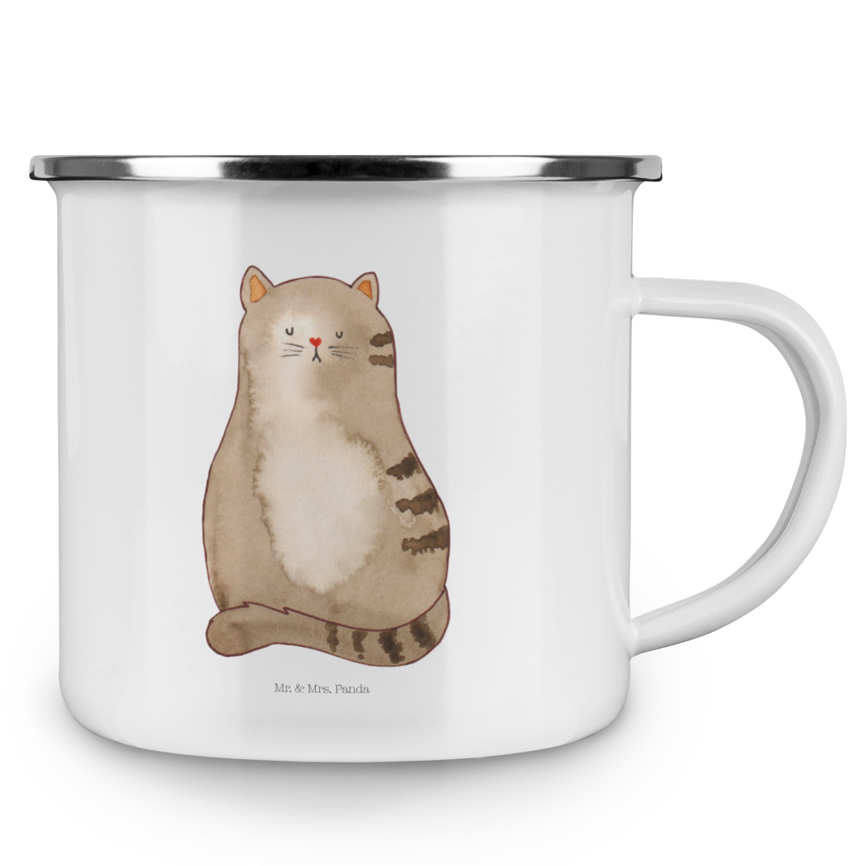 Katzenmotive, Kater, Cat, Emaille sitzend Ble, Kaffee Mrs. Panda - - Mr. Weiß Geschenk, Katze Becher &