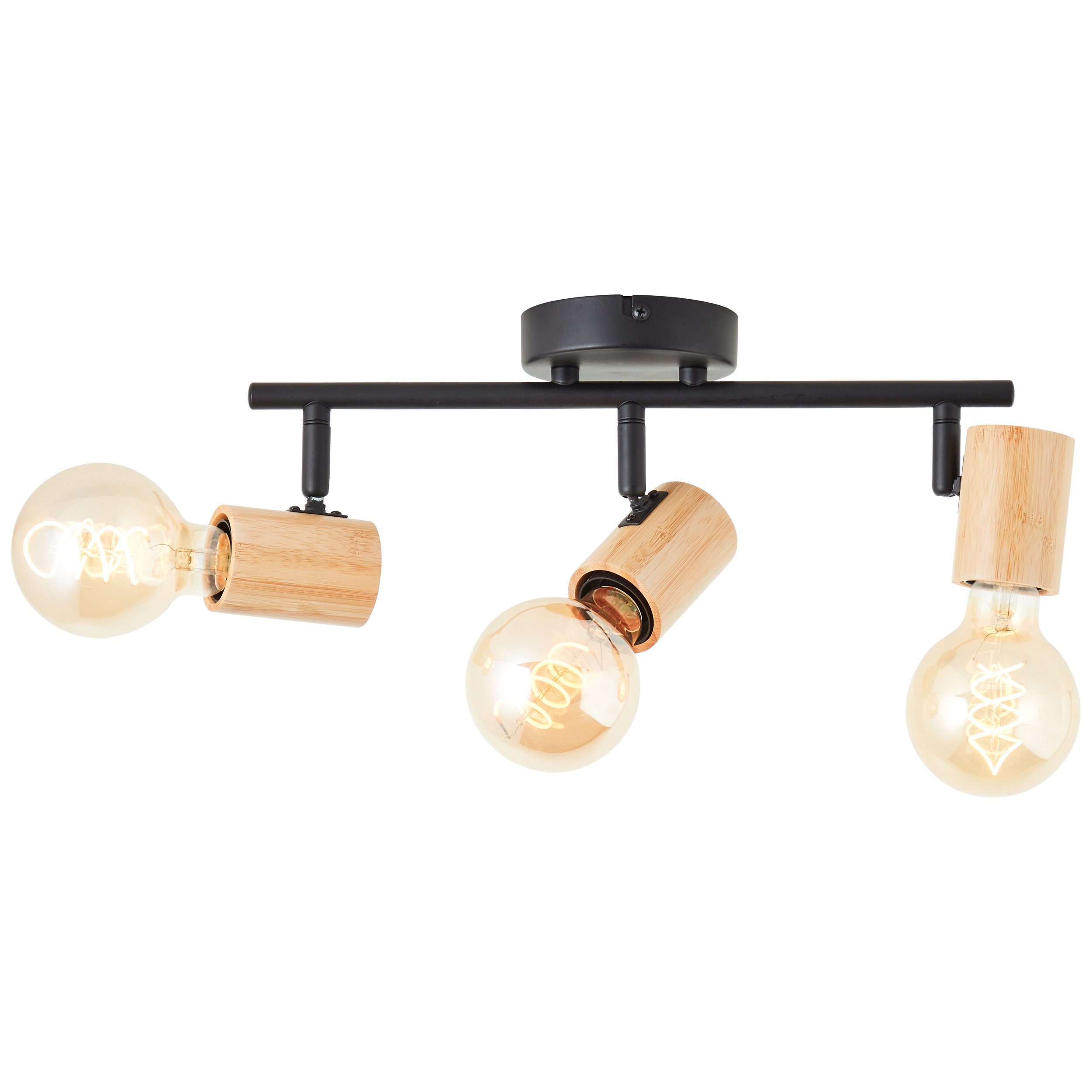 Brilliant Deckenstrahler Kerry, ohne Leuchtmittel, Breite 36 cm, E27, Metall/Bambus, schwarz/natur