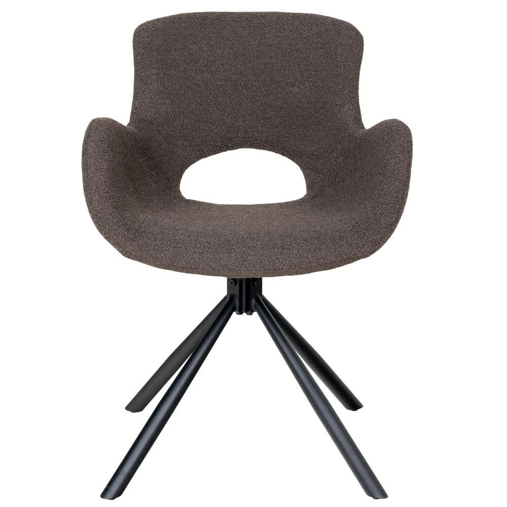 LebensWohnArt Stuhl Drehbares 2er MORIM Design mushroom-braun Bouclé-Stoff - Stuhl Set