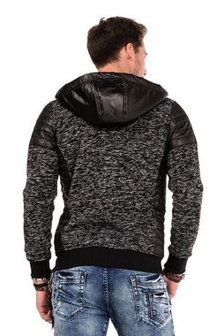 Cipo & Baxx Strickjacke mit Leder Highlights