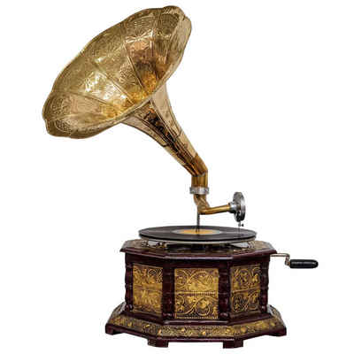 Aubaho Dekoobjekt Nostalgie Grammophon Dekoration mit Trichter Grammofon Antik-Stil (i2)