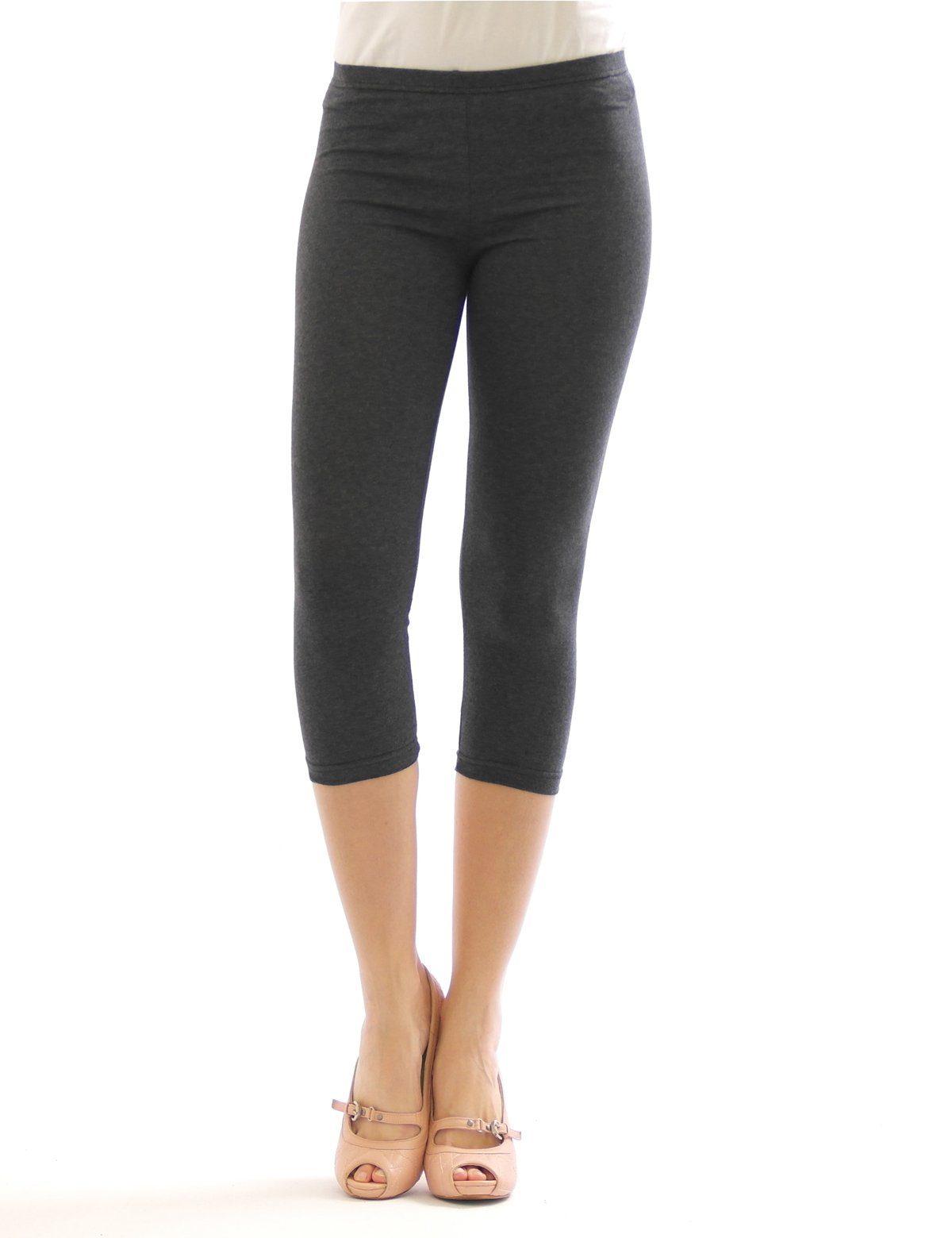 SYS Caprileggings Damen 3/4 Capri Leggings Leggins kurze Knie Hose Baumwolle