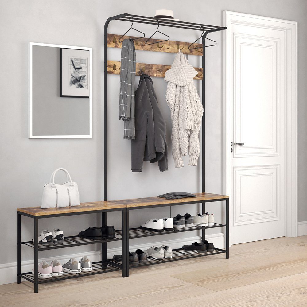 Vicco Garderoben-Set Fyrk, Eiche rustikal/Schwarz, 100 x 190 cm, (kein Set, 1-St)