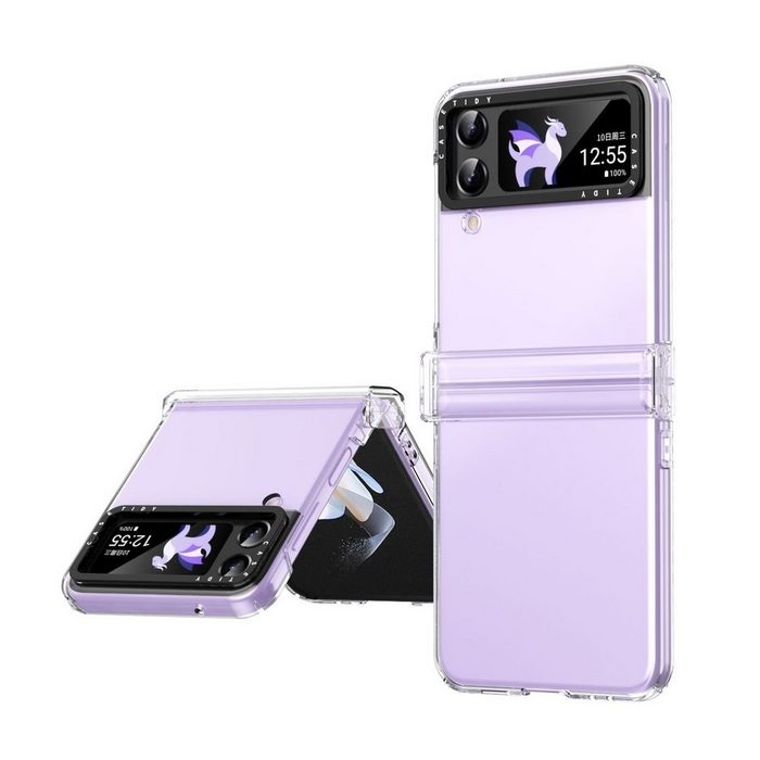 Wigento Handyhülle Für Samsung Galaxy Z Flip4 Skin Feel Macaron Dreiteiliges Set Handyhülle Transparent Schutz Cover Handy Tasche