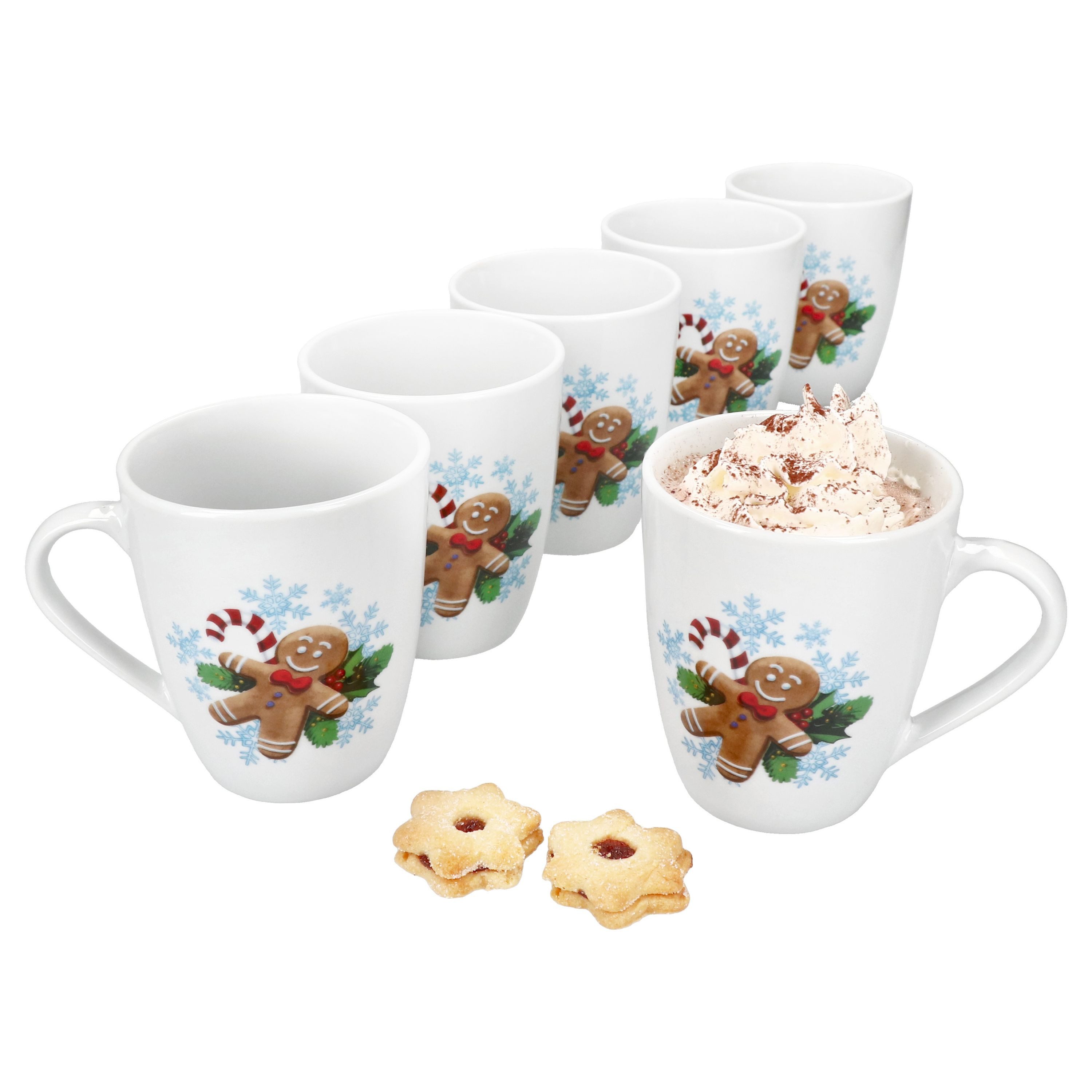 MamboCat Becher 6x Candyman Kaffeebecher 320ml Porzellan-Tassen 6 Personen Glühwein, Porzellan, Weihnachtsgeschirr, Winter, Weihnachtsset, Geschirr, Advent