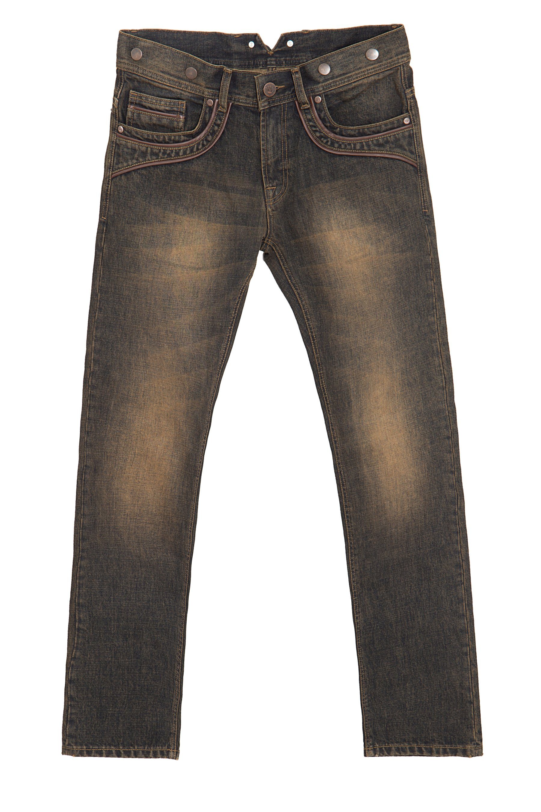 KingKerosin Slim-fit-Jeans »Robin« mit Lederpaspelierungen und Knöpfen für  Hosenträger online kaufen | OTTO