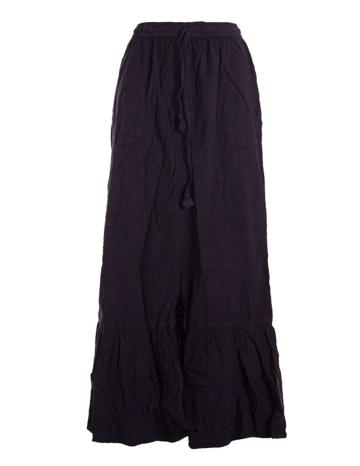 Vishes Maxirock Damen langer Rock Baumwolle Casual elastischer Bund mit Tas günstig online kaufen