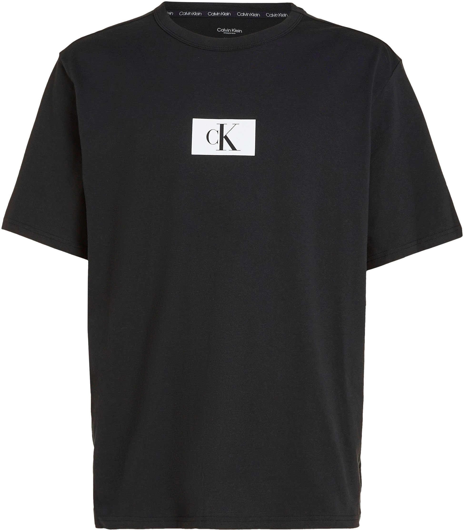 CREW S/S Brust auf Calvin T-Shirt Logodruck mit Underwear BLACK Klein der NECK