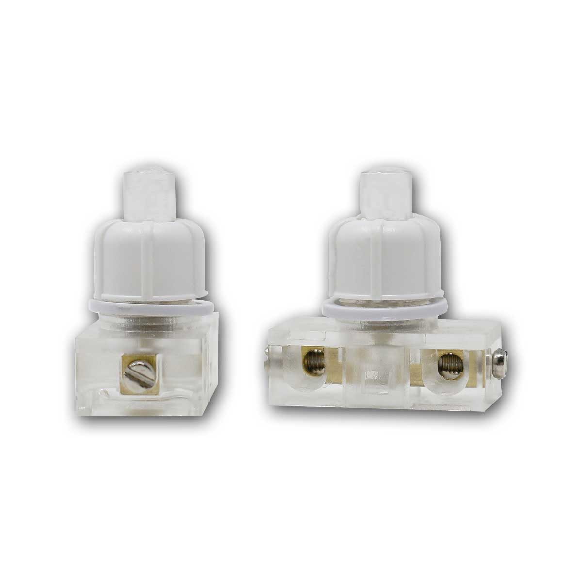 REV Schalter 2er Set Druckschalter 1-polig 230V/1A transp/weiß