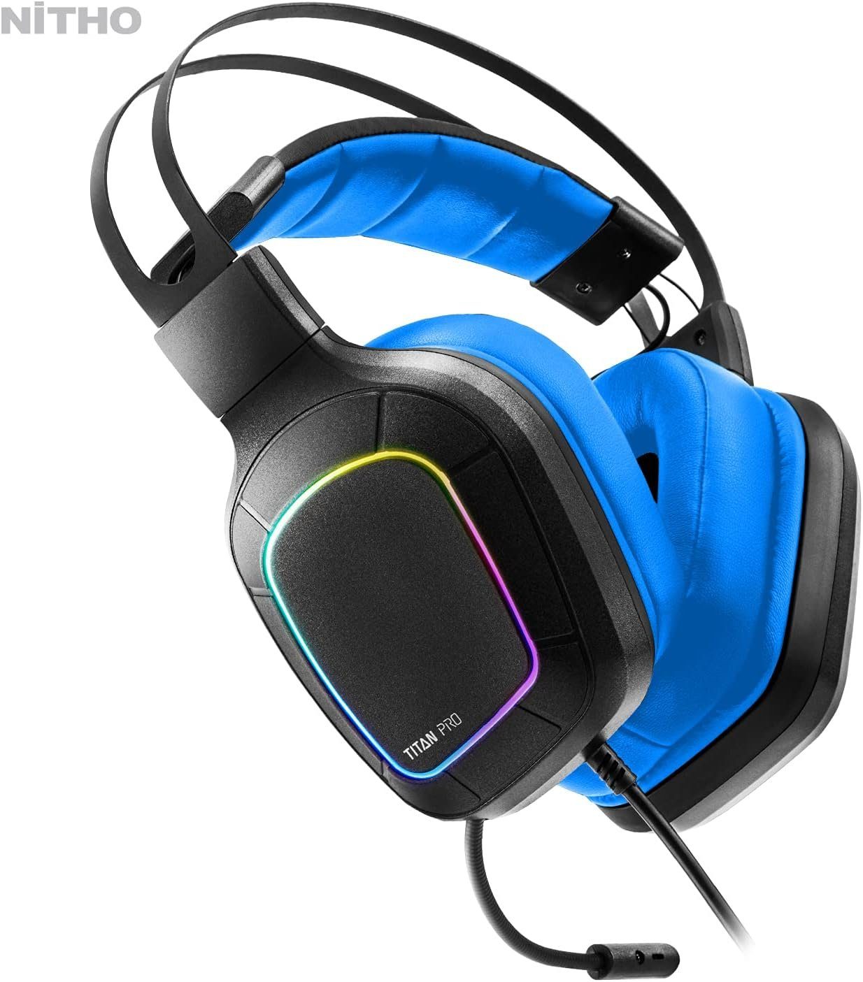 NITHO Gaming-Headset (Over Ear Gaming Hochklappbares USB ps4 Mikrofon, mikrofon ps5) hochklappbares mit mit Headset headset für treibern Gaming Head-Set, pc