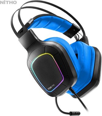 NITHO Titan PRO Over-Ear Gaming Gaming-Headset (Over Ear Gaming Headset mit Hochklappbares Mikrofon, mit Hochklappbares Mikrofon, 50mm Treibern, 7.1 Surround Sound)