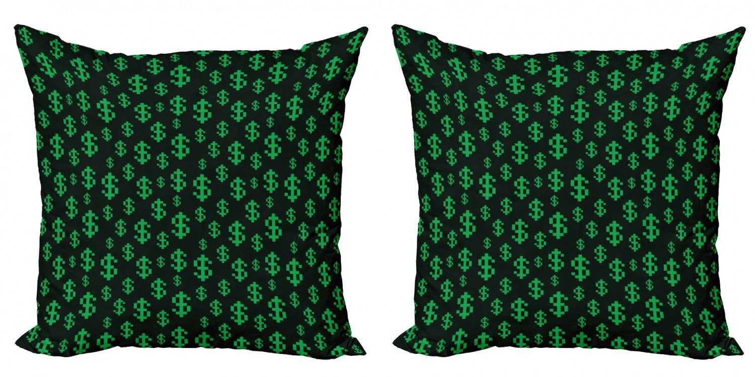 Kissenbezüge Modern Accent Doppelseitiger Digitaldruck, Abakuhaus (2 Stück), Geld Pixel Art-Dollar-Muster