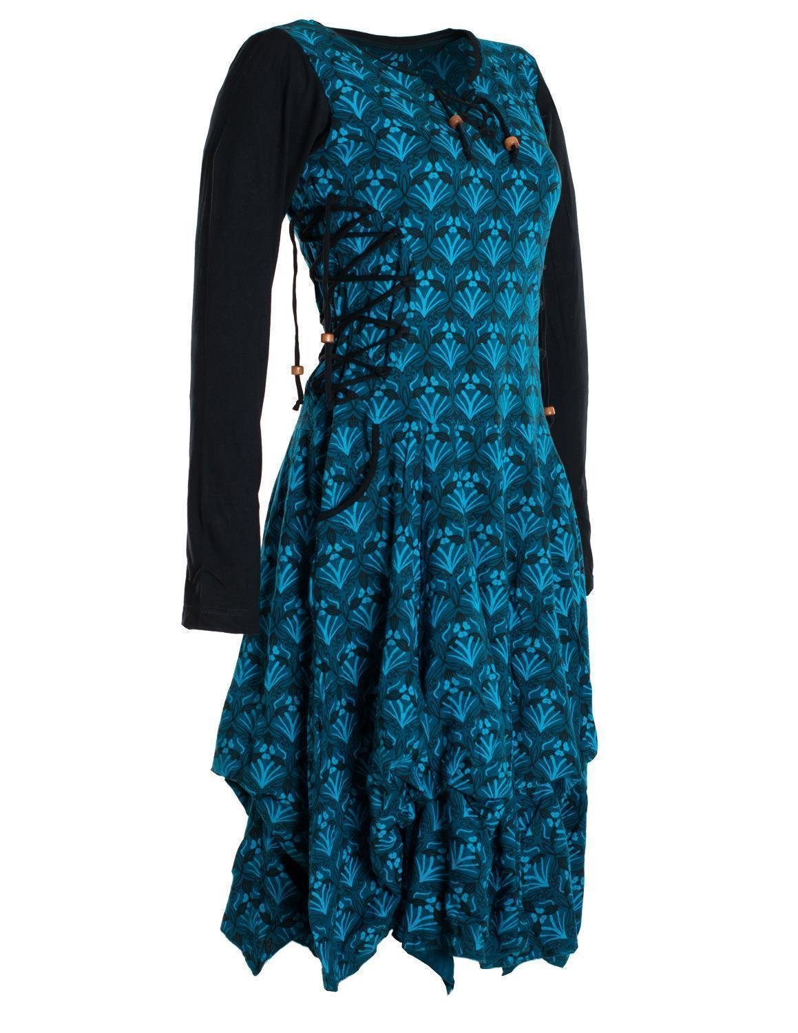 Vishes Jerseykleid Jersey-Kleid Blumenkleid Schnürung V-Ausschnitt günstig online kaufen