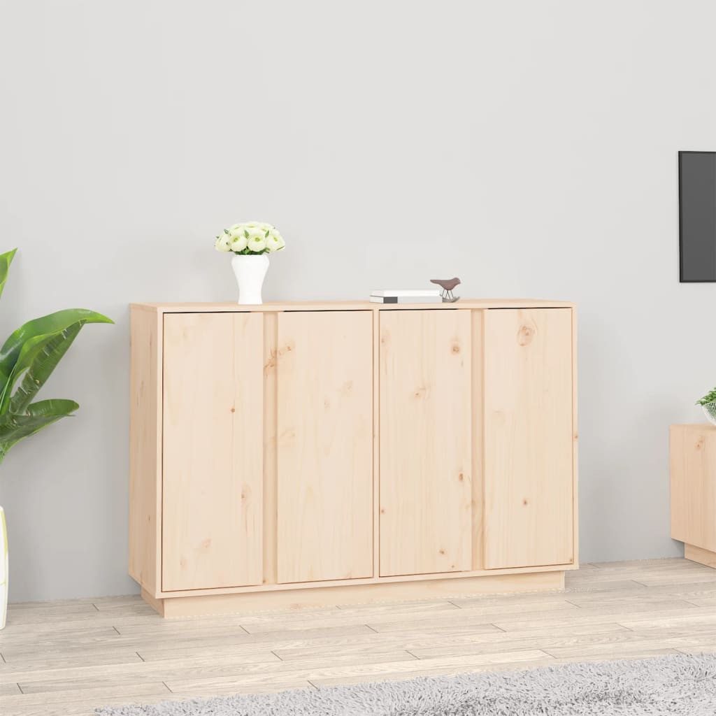 furnicato Sideboard Klassisches aus massivem Kiefernholz 120 x 35 x 80 cm natur (1 St), Rustikale Anrichte mit viel Stauraum und inklusiver Wandhalterung