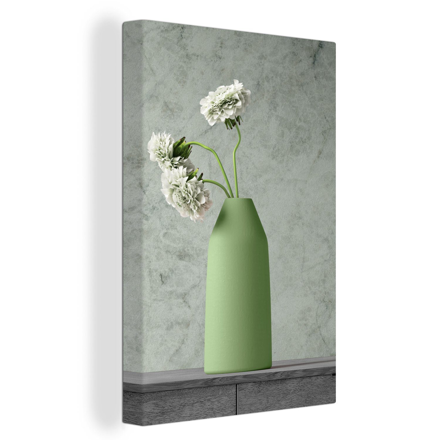 OneMillionCanvasses® Leinwandbild Blumen - Weiß - Stilleben, (1 St), Leinwandbild fertig bespannt inkl. Zackenaufhänger, Gemälde, 20x30 cm