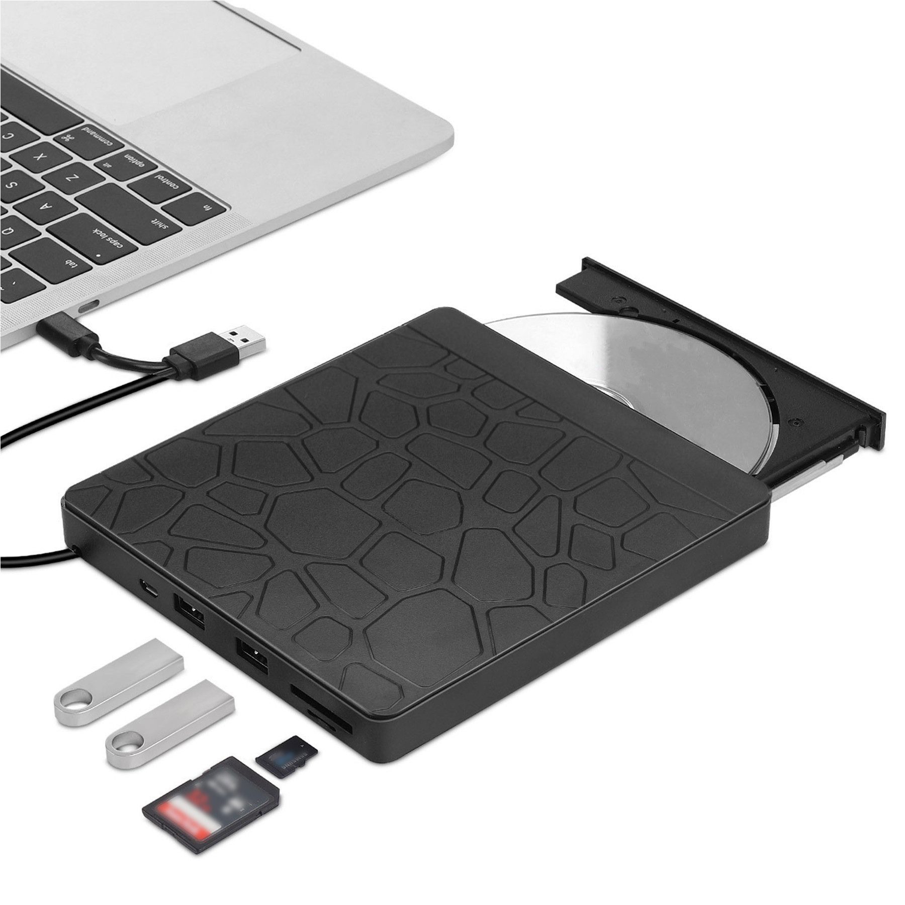 Senmudi External DVD Drive,Externes CD DVD Laufwerk DVD-Brenner (DVD+R 8X,DVD-R 8X,DVD+RW 8X,DVD-RW 6X,DVD+R9 6x (Dual-Layer, 8,5 GB), BD DVD-R9 6X (Dual-Layer,8,5 GB),DVD-RAM 5x,CD-R 24X, CD-RW 24Xx/DVD Portable RW Brenner für Laptop, PC, Desktop, Window