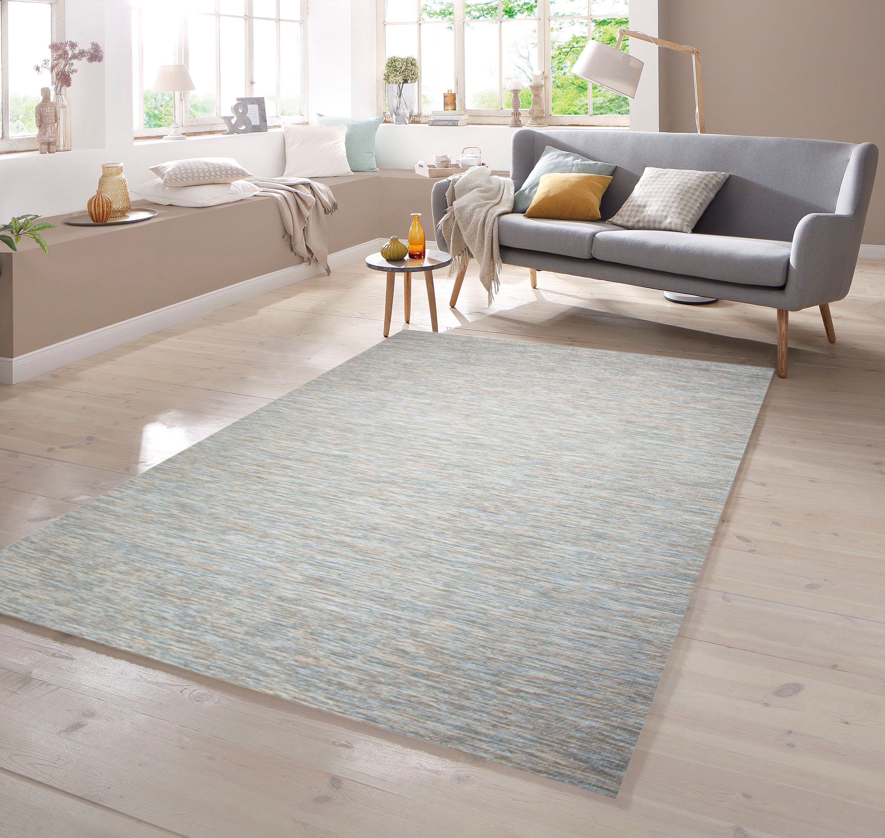 5 Höhe: Blau nutzbar beidseitig Teppich TeppichHome24, mm Beige, Farbe Teppich rechteckig,