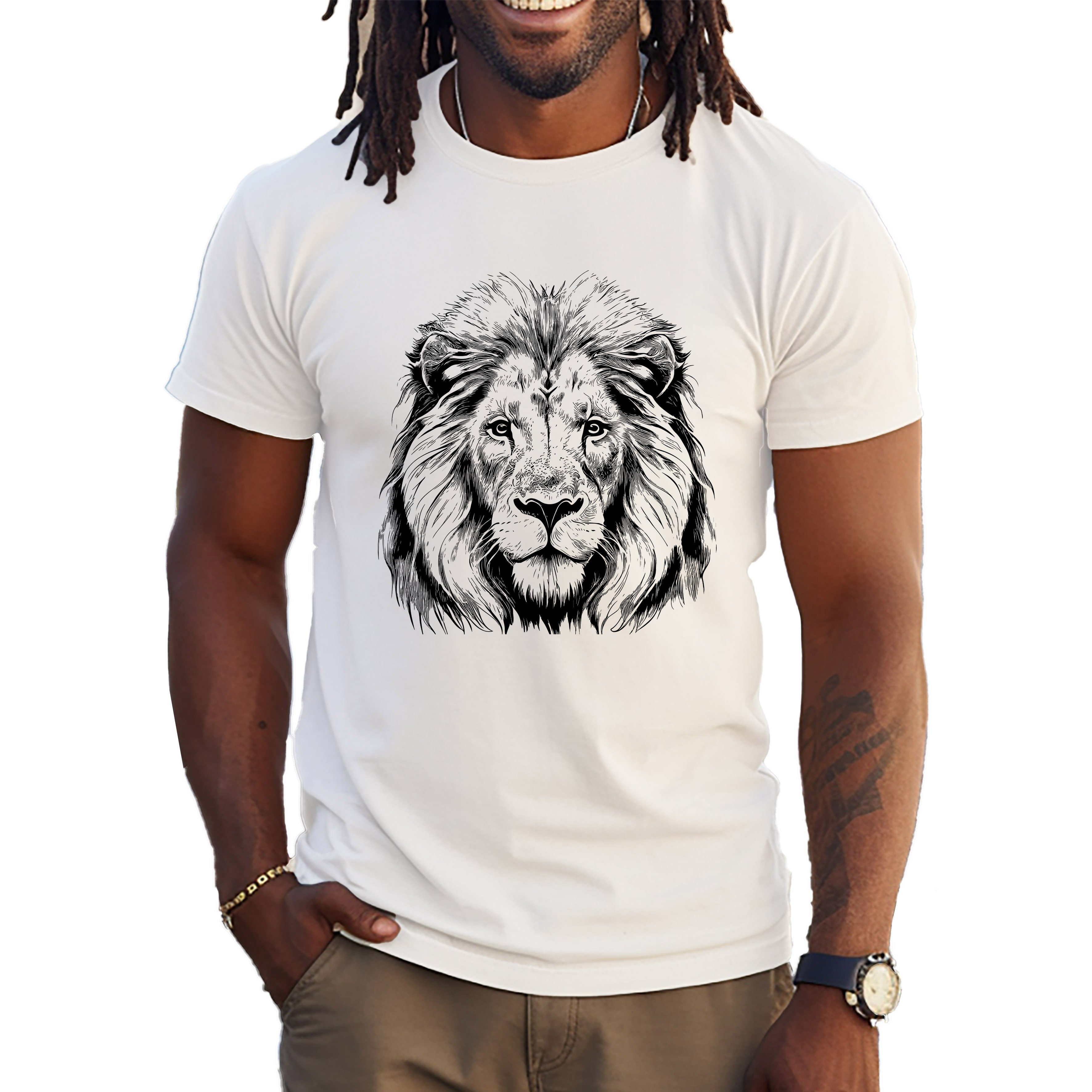 Banco T-Shirt Lion King of the Jungle 100% Baumwolle Sommer Summer Freizeit Löwe Weiß