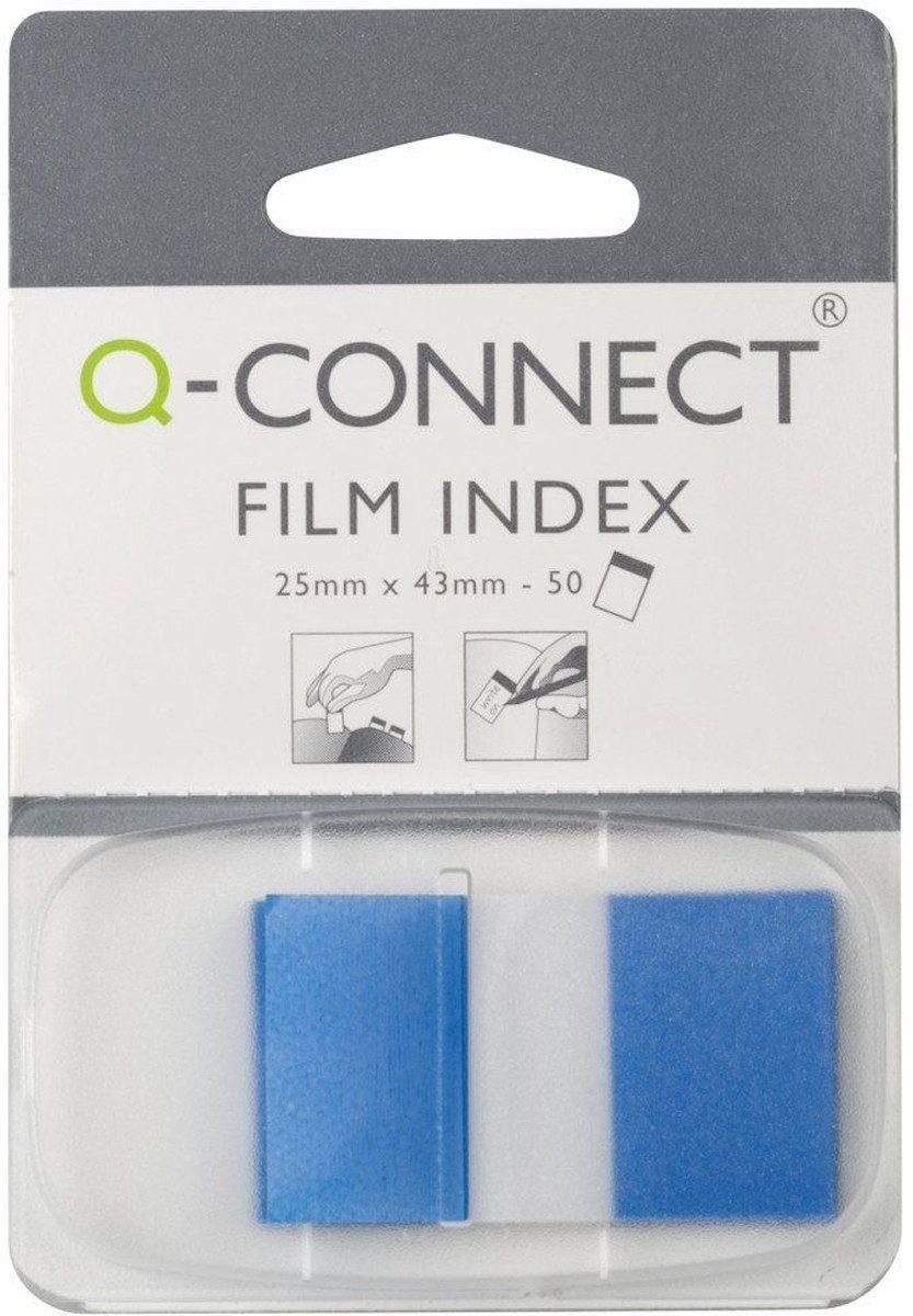 Connect Haftnotizblock Haftstreifen Index 25x43mm 50 Blatt im Spender blau