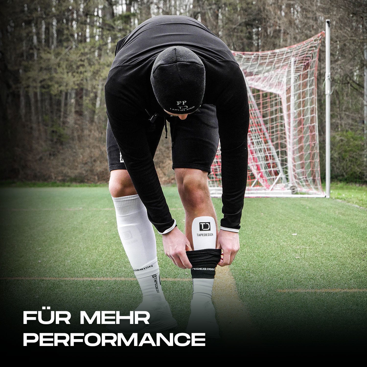 Tapedesign Fußball Schienbeinschoner Performance Shinguards 2.0 Shin Pads Herren, Damen & Kinder Weiß
