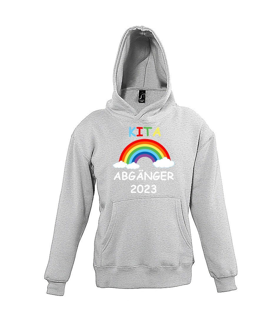 Youth Designz Kapuzenpullover Kita Abgänger 2023 Kinder Hoodie mit süßem Regenbogen Frontaufdruck Grau