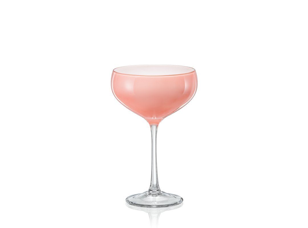 Crystalex Cocktailglas Coupe Praline Cherry rosa, Kristallglas, 180 ml, 4er Set