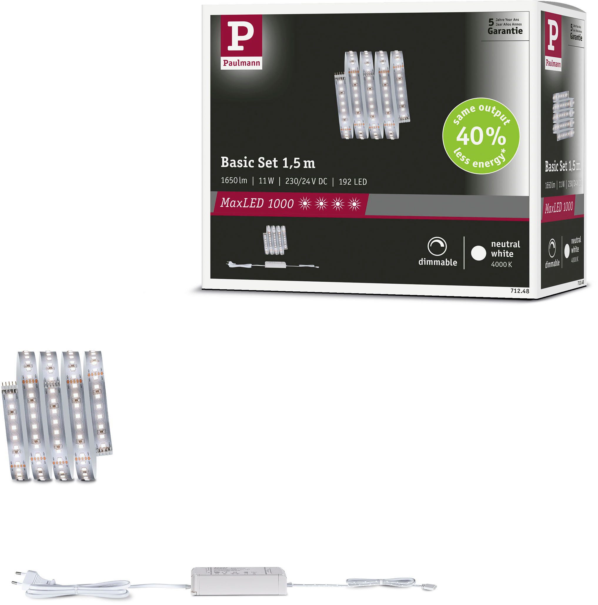 LED-Streifen MaxLED 1000 LED Strip Neutralweiß Basisset
