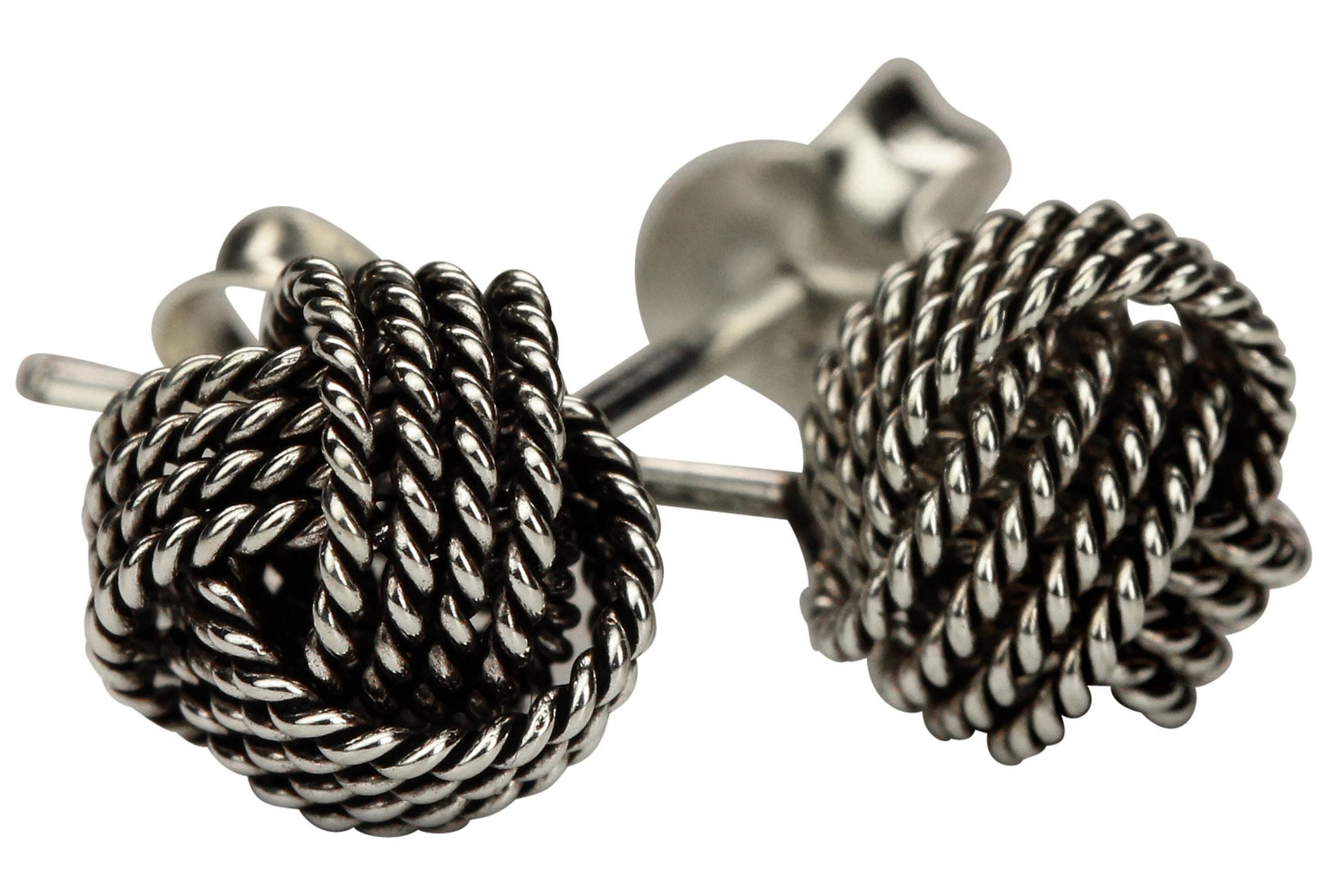 SILBERMOOS Paar Ohrstecker Ohrstecker "Love Knot" geschwärzt, 925 Sterling Silber