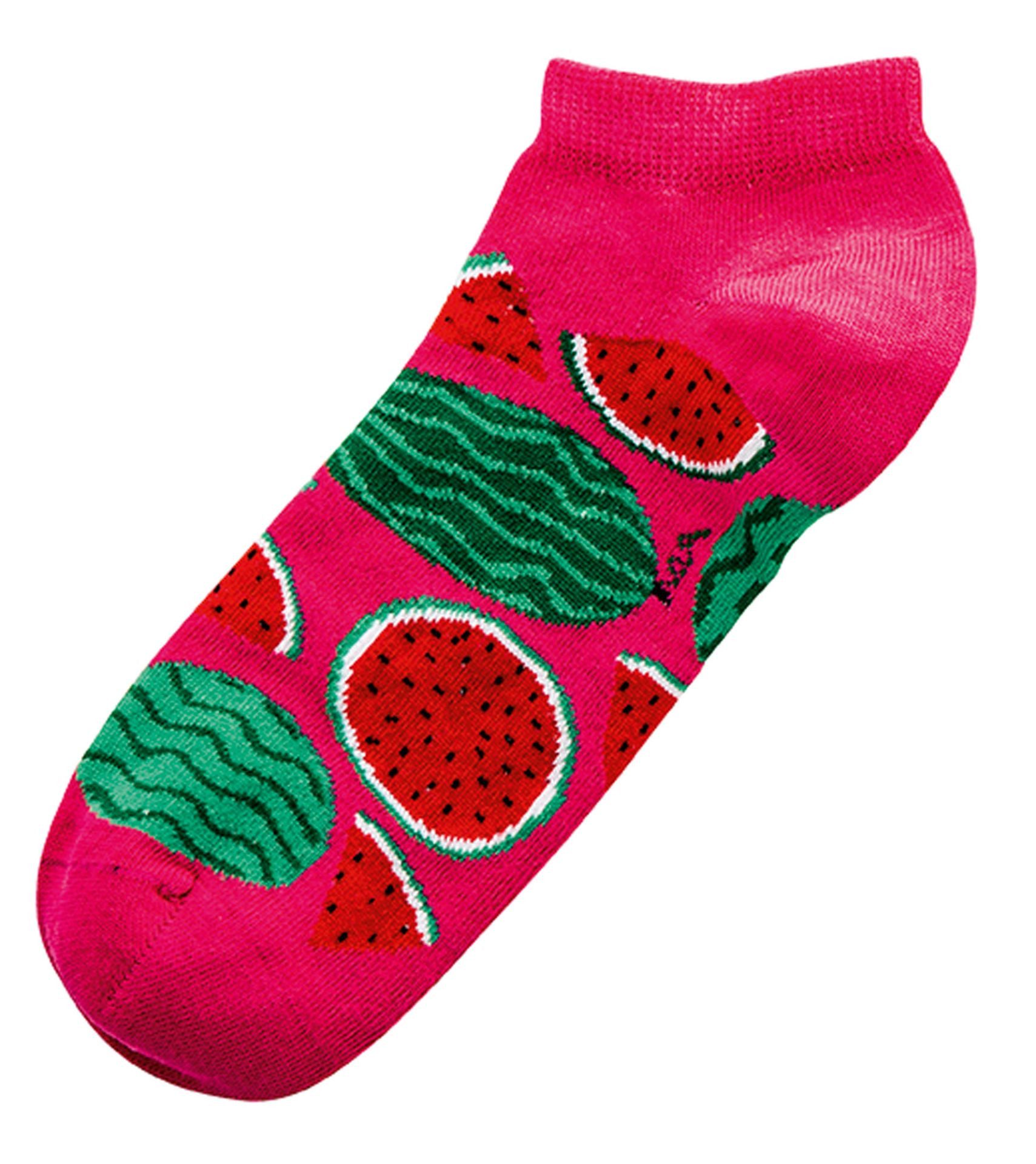 Wowerat Sneakersocken 3 Paar sommerliche Damen Sneakers Socken Kurzsocken Bunte Früchte