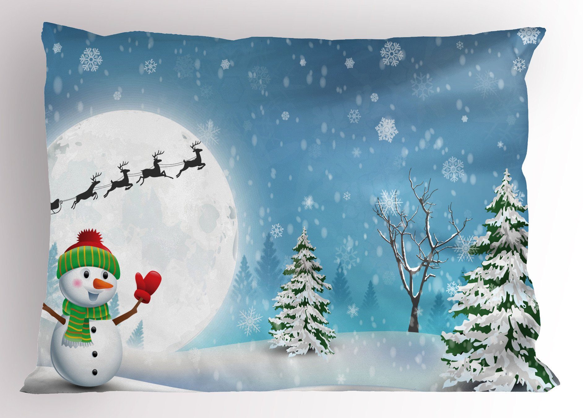 Kissenbezüge Dekorativer Standard King Size Gedruckter Kissenbezug, Abakuhaus (1 Stück), Weihnachten Jolly Snowman Weihnachts