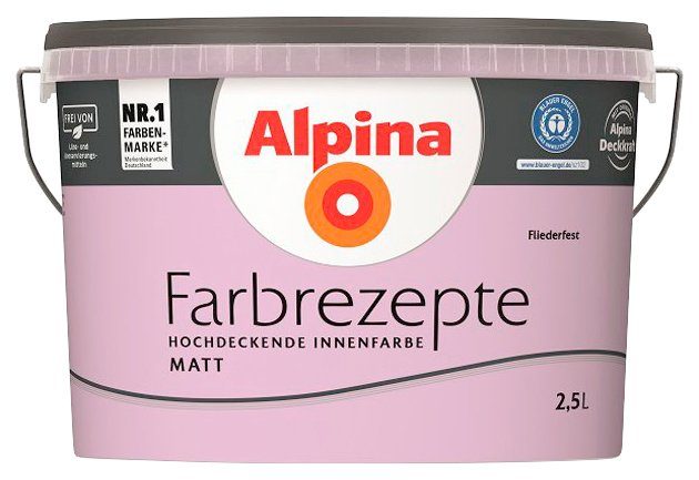 Alpina Wand- und Deckenfarbe Farbrezepte Fliederfest, Dezentes Flieder, matt, 2,5 Liter