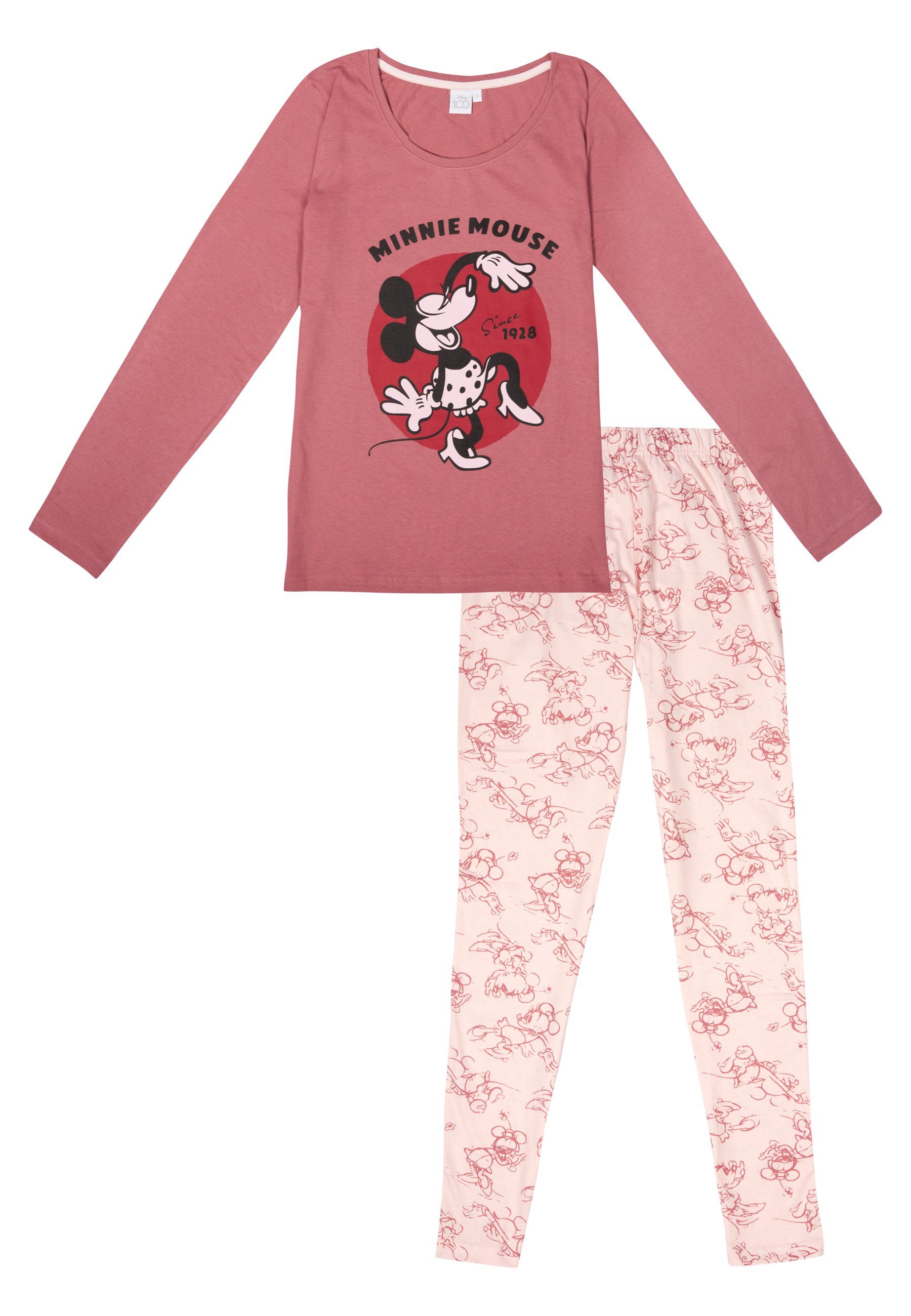 United Labels® Schlafanzug Disney - Minnie Mouse somce 1928, classic- Set mit Shirt und Hose
