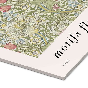 Posterlounge Acrylglasbild William Morris, Motifs Floraux - Lily, Schlafzimmer Rustikal Malerei