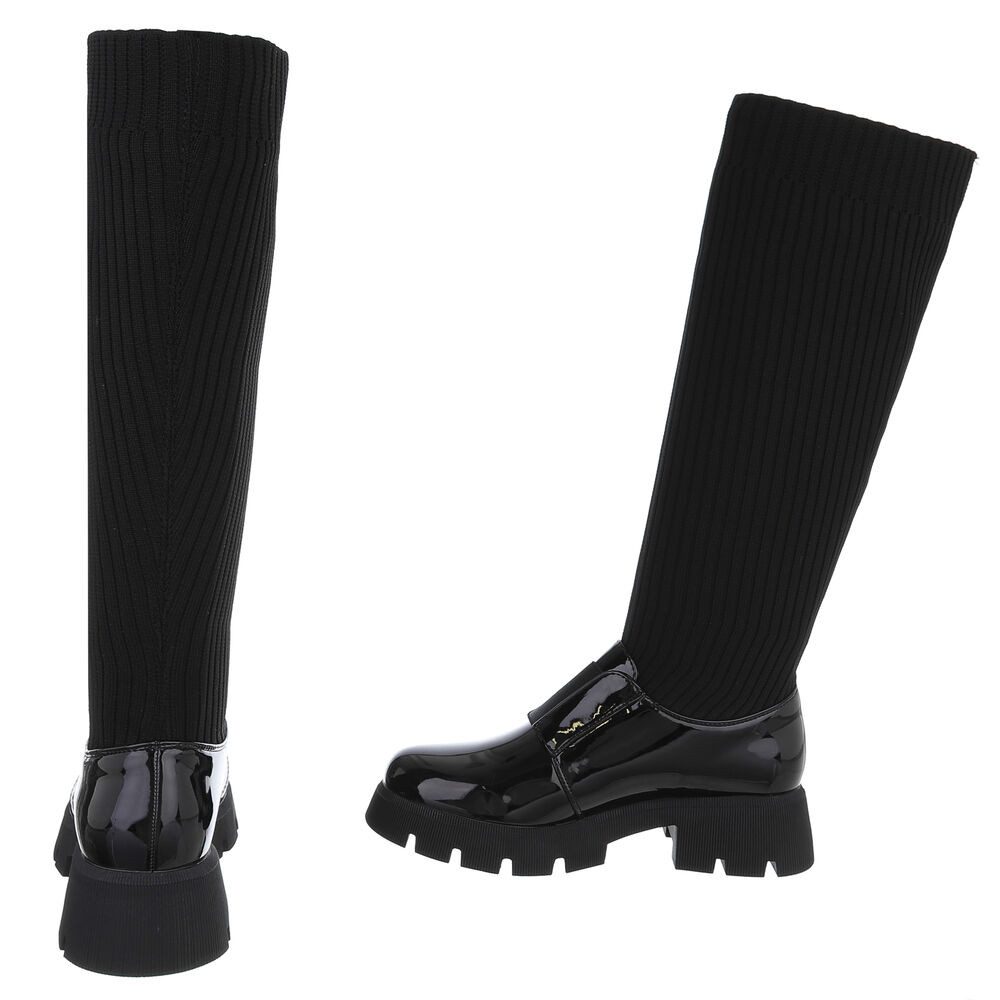 Ital-Design Trendige Damen Stiefel mit hohem Schaft und Komfort Plateaustiefel (90542756) Blockabsatz Stiefel in Schwarz – Bild 5 von 5